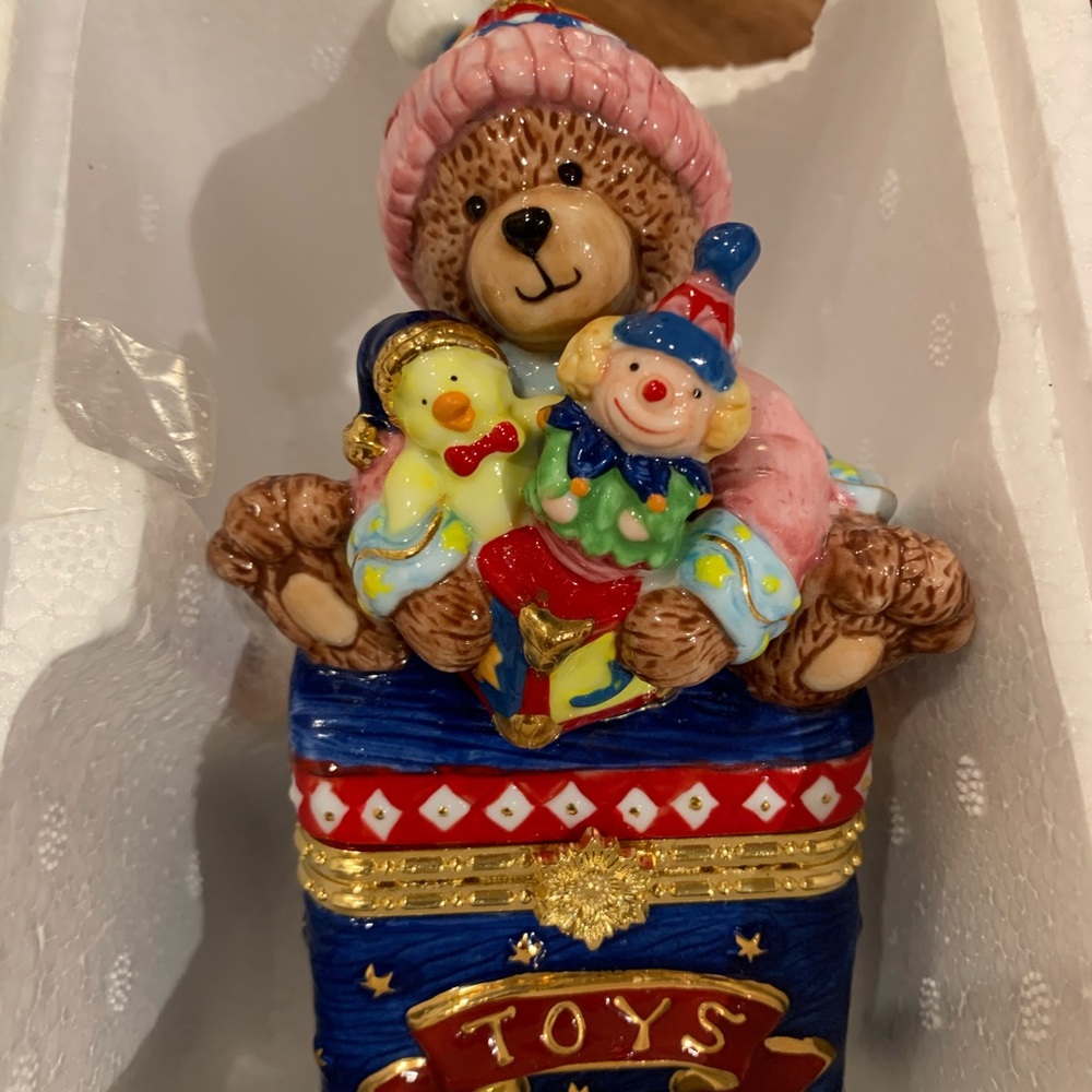 Vtg. Traditions Christmas Teddy Bear Keepsake Box